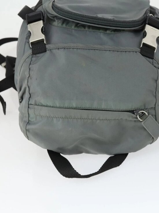 PRADA Backpack Nylon Gray Silver Auth BA10134 main image 14